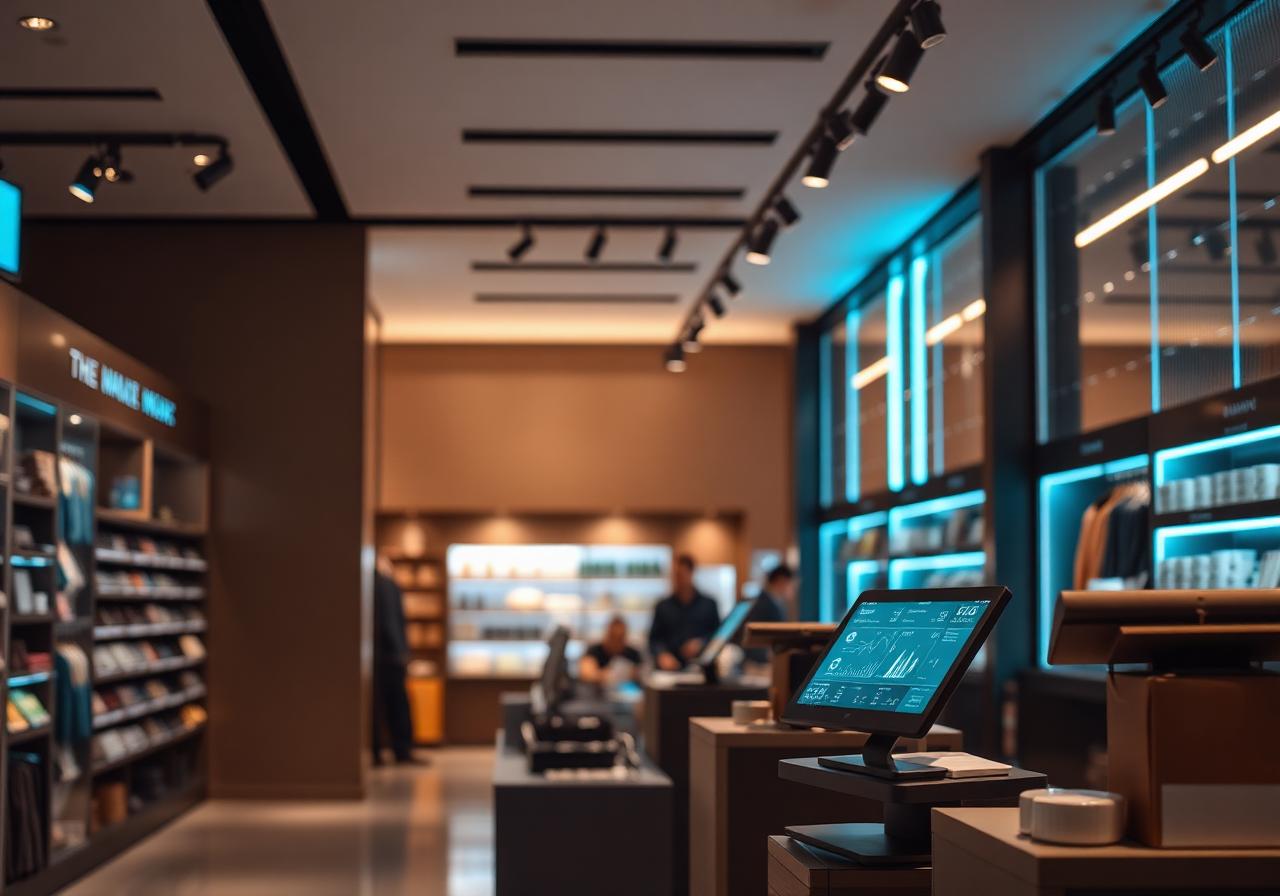 Retail store interior with connected commerce technology
